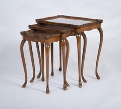 Mesas nido vintage con tapa de caña y cristal de Jason Møbler, años 60