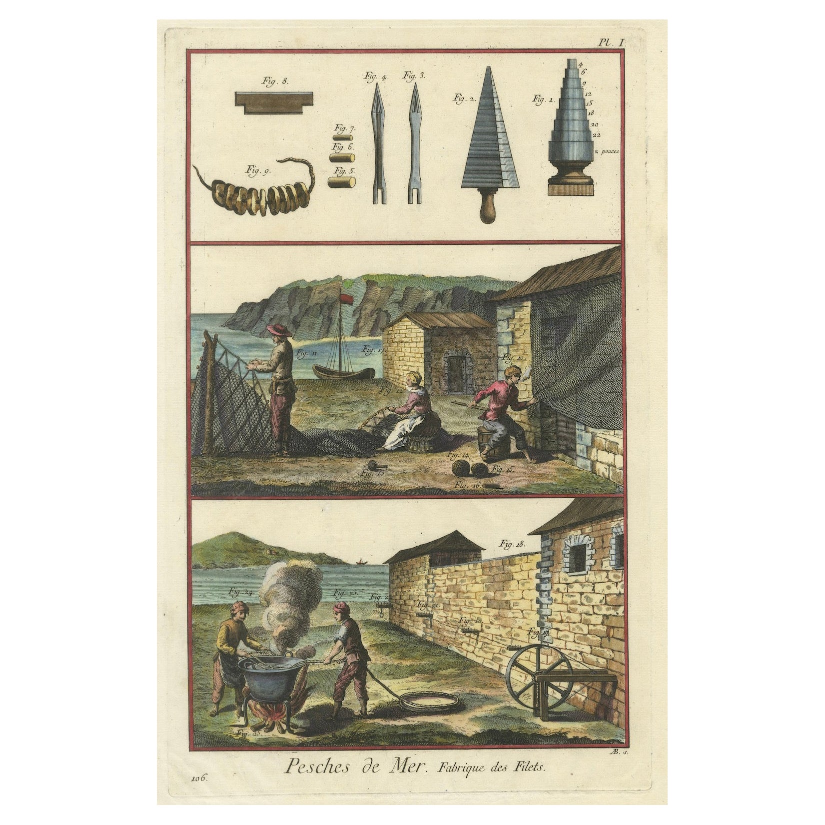 Vintage Net Crafting Elegance - 1793 Panckoucke Fishing Series