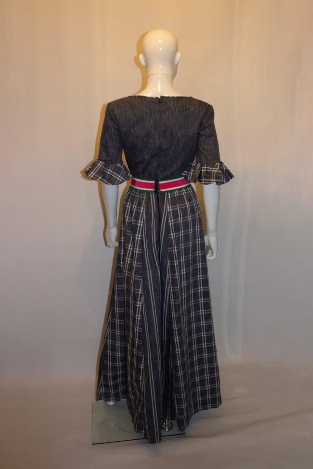 Vintage Netti Vogue Blue Stripe Summer Gown For Sale 1