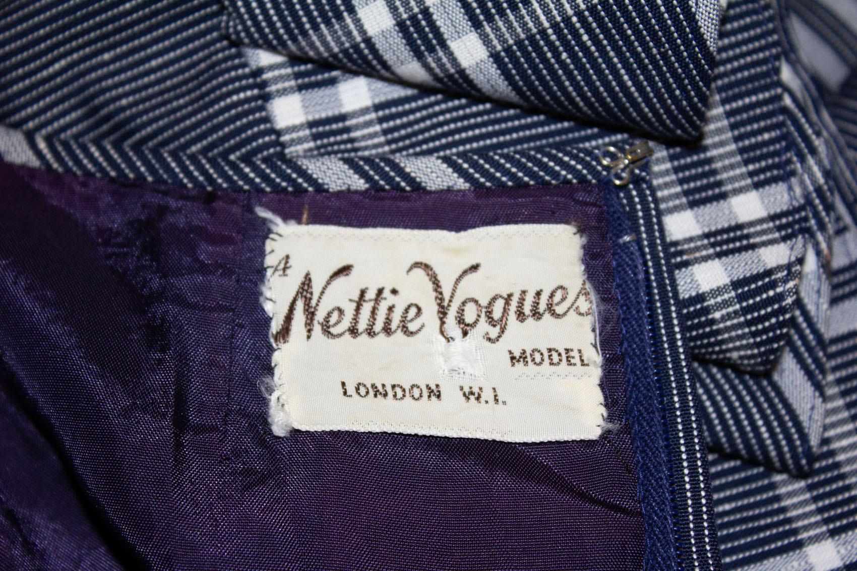 Vintage Netti Vogue Blue Stripe Summer Gown For Sale 2