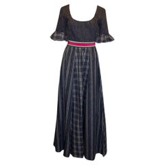 Vintage Netti Vogue Blue Stripe Summer Gown