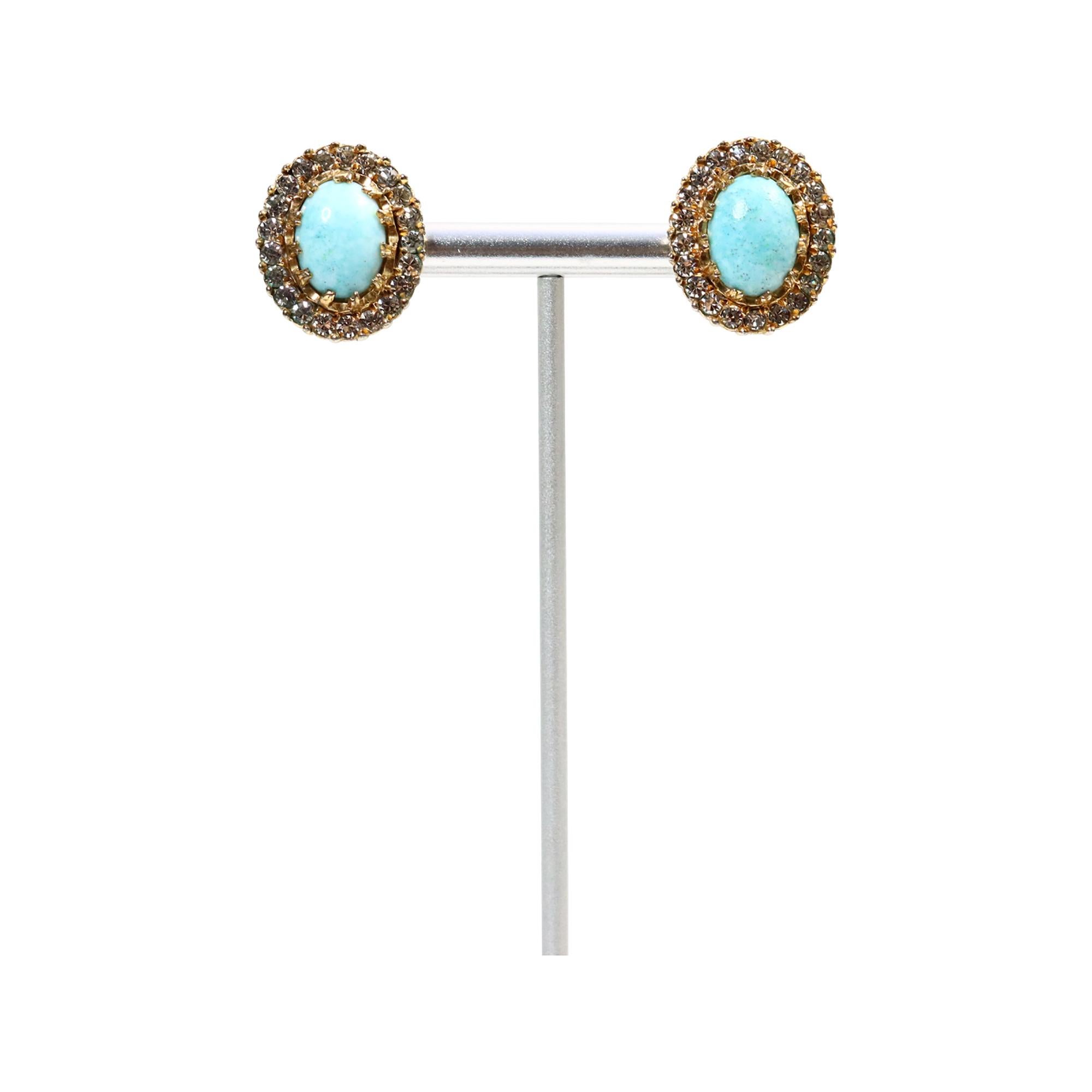 Orecchini di diamanti di finto turchese Nettie Rosenstein d'epoca, circa 1960 in vendita 2