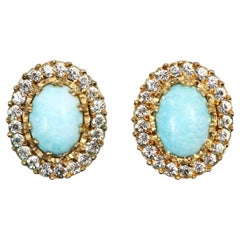 Vintage Nettie Rosenstein Faux Turquoise Diamante Earrings, circa 1960s