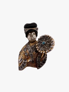 Broche vintage Nettie Rosenstein con forma de mujer geisha, años 60