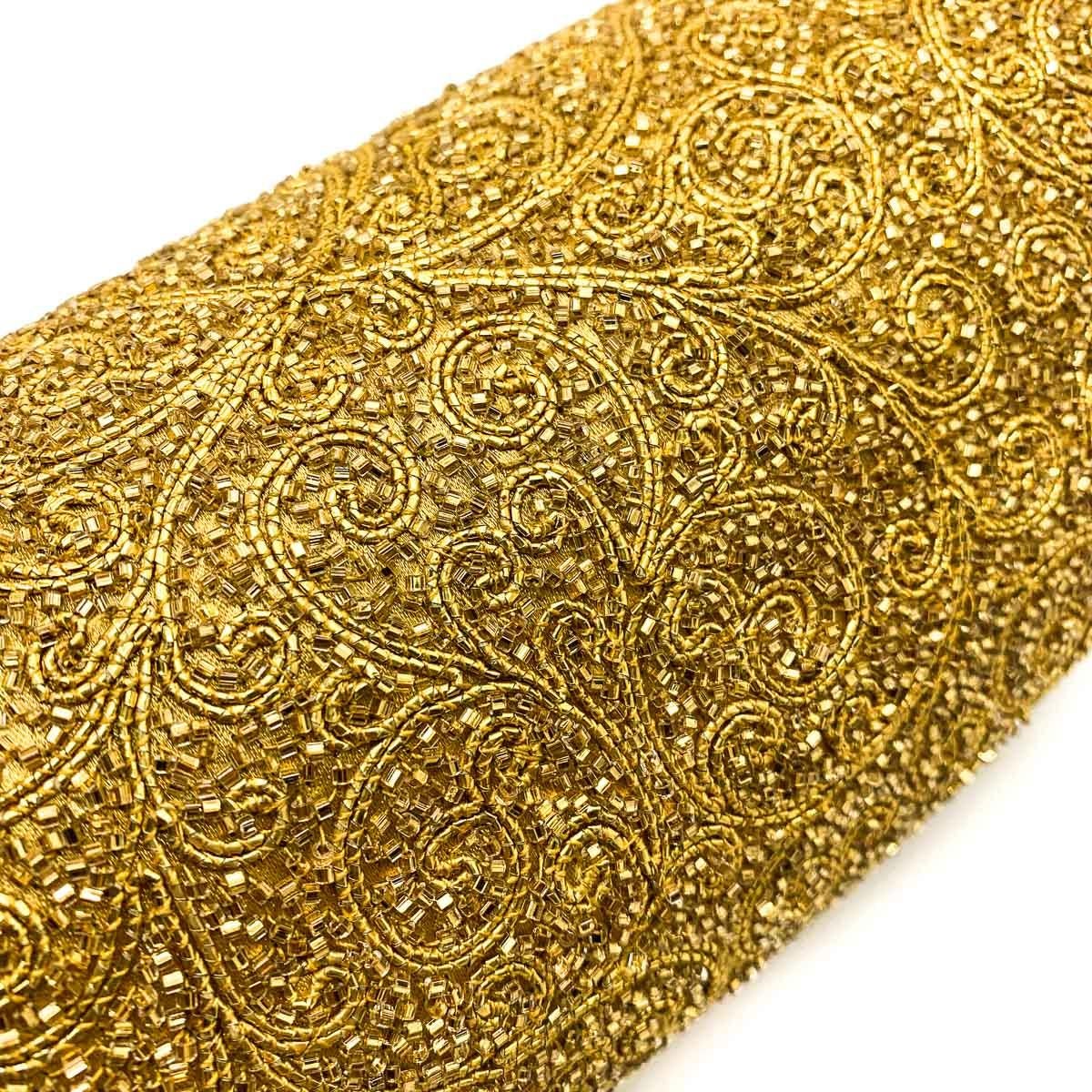 Vintage Nettie Rosenstein Gold Cylindrical Beaded Evening Bag 1930s For Sale 1