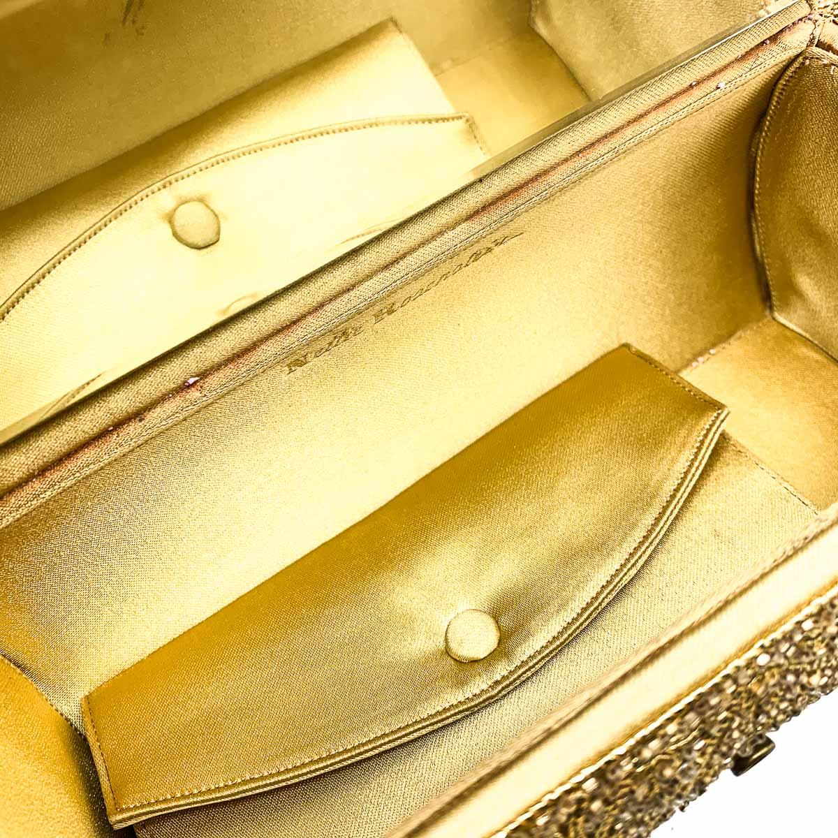 Vintage Nettie Rosenstein Gold-Abendtasche mit zylindrischen Perlen, Vintage 1930er Jahre im Angebot 4