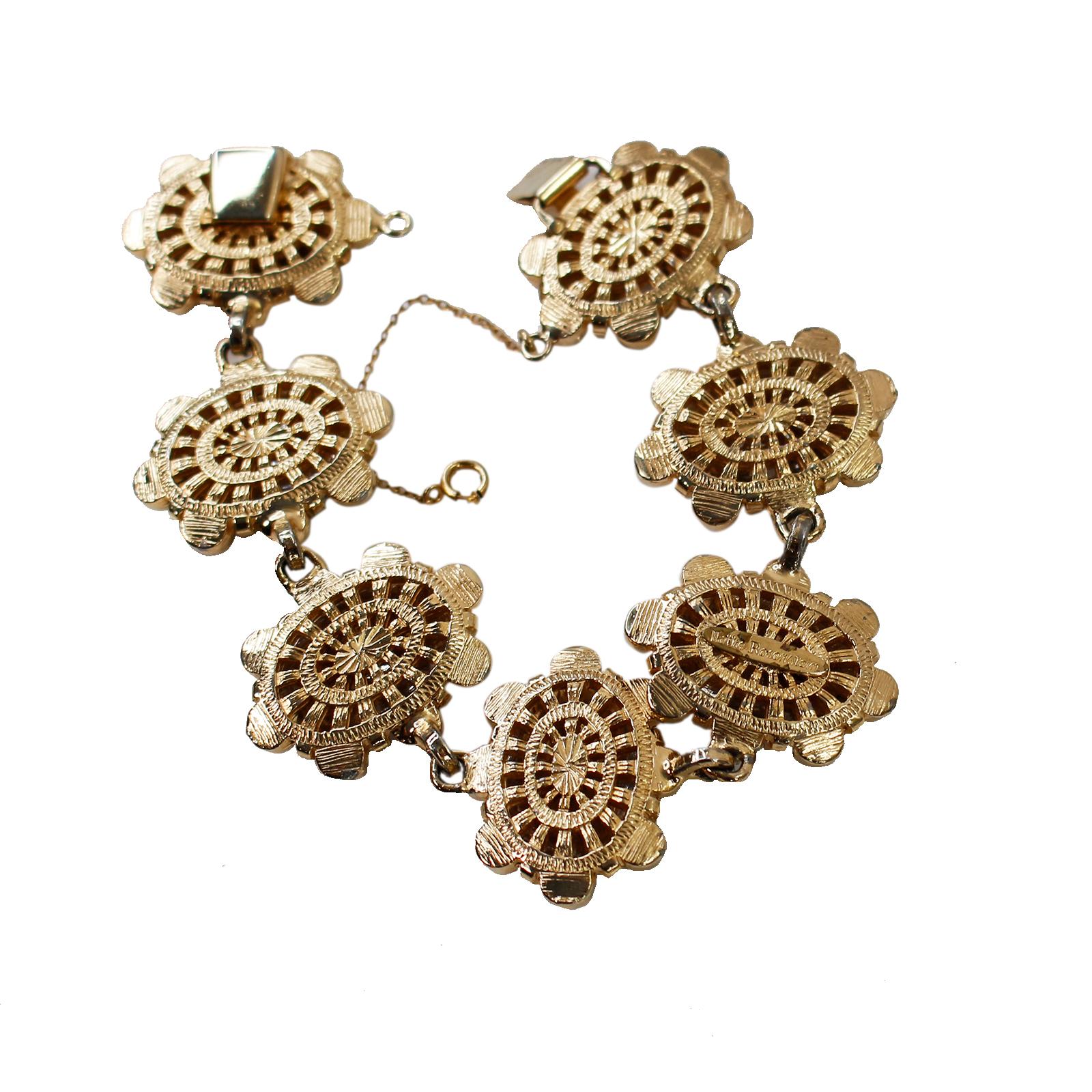 Vintage Nettie Rosenstein Gold Diamante Bracelet Circa 1960s For Sale 6