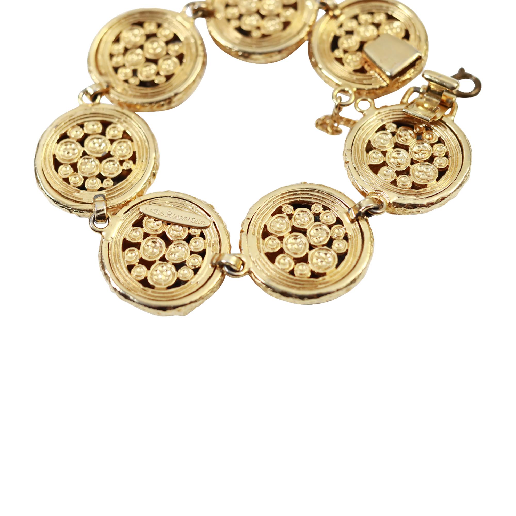 Pulsera vintage Nettie Rosenstein en tono dorado Circa años 60 Moderno en venta