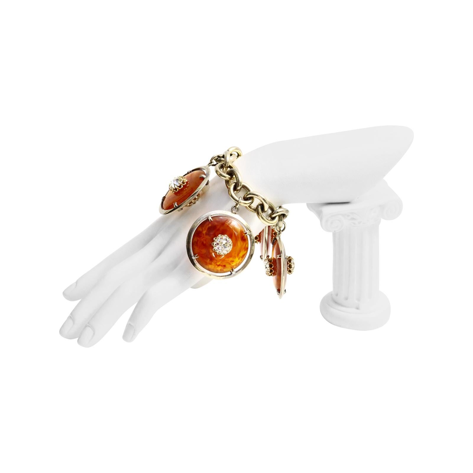 Nettie Rosenstein: Vintage  Mixed Dangling Schildpatt-Armband ca. 1960er Jahre (Moderne) im Angebot