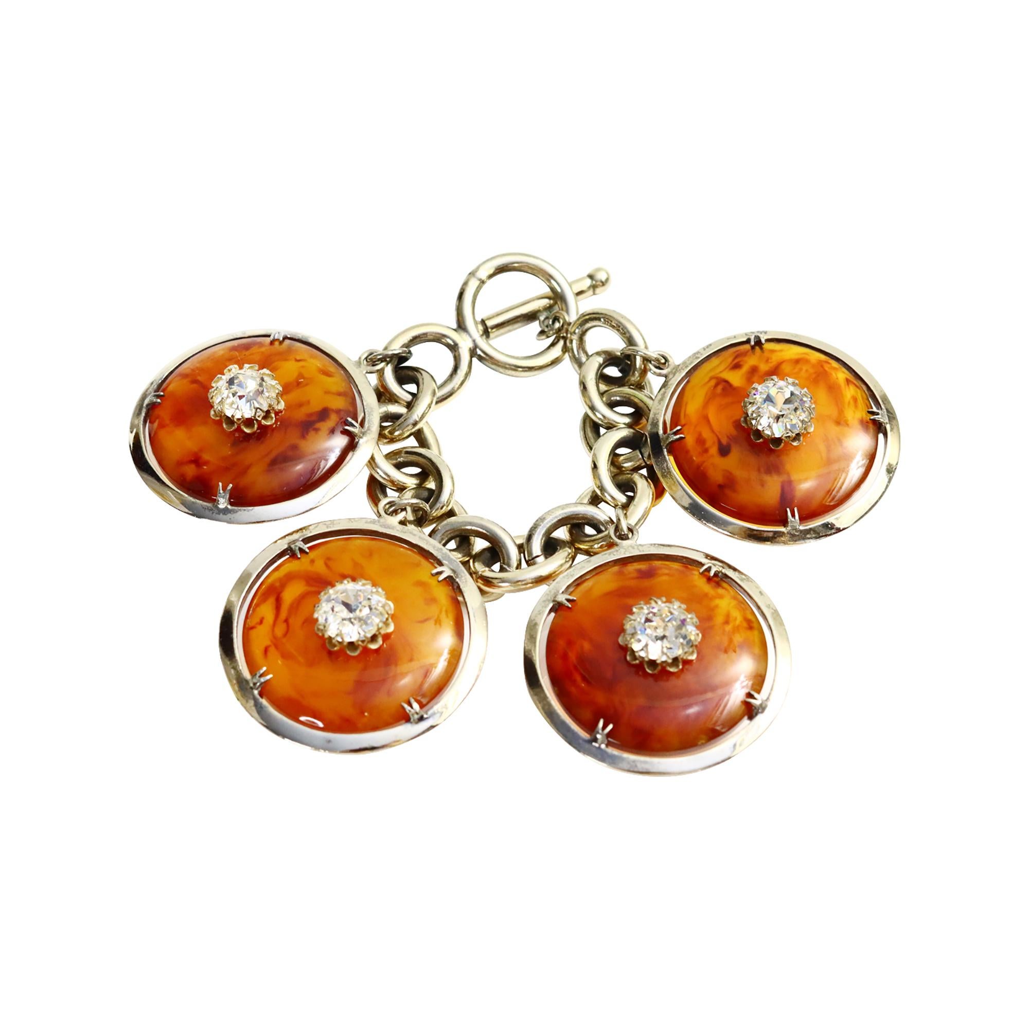 Nettie Rosenstein: Vintage  Mixed Dangling Schildpatt-Armband ca. 1960er Jahre im Angebot 5