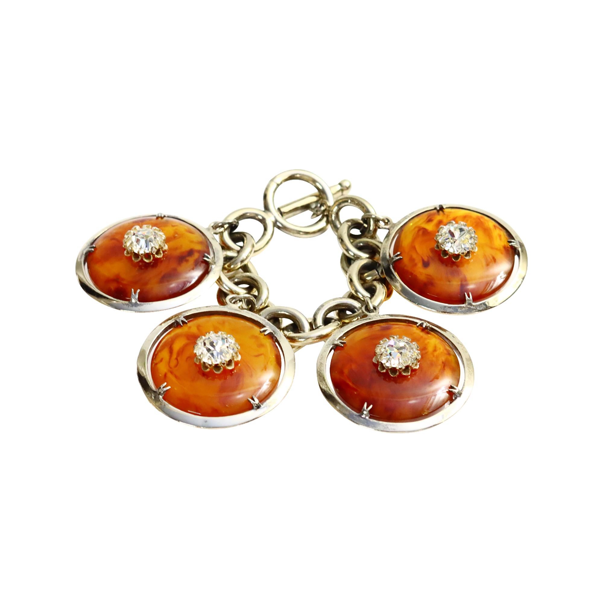 Nettie Rosenstein: Vintage  Mixed Dangling Schildpatt-Armband ca. 1960er Jahre im Angebot 6