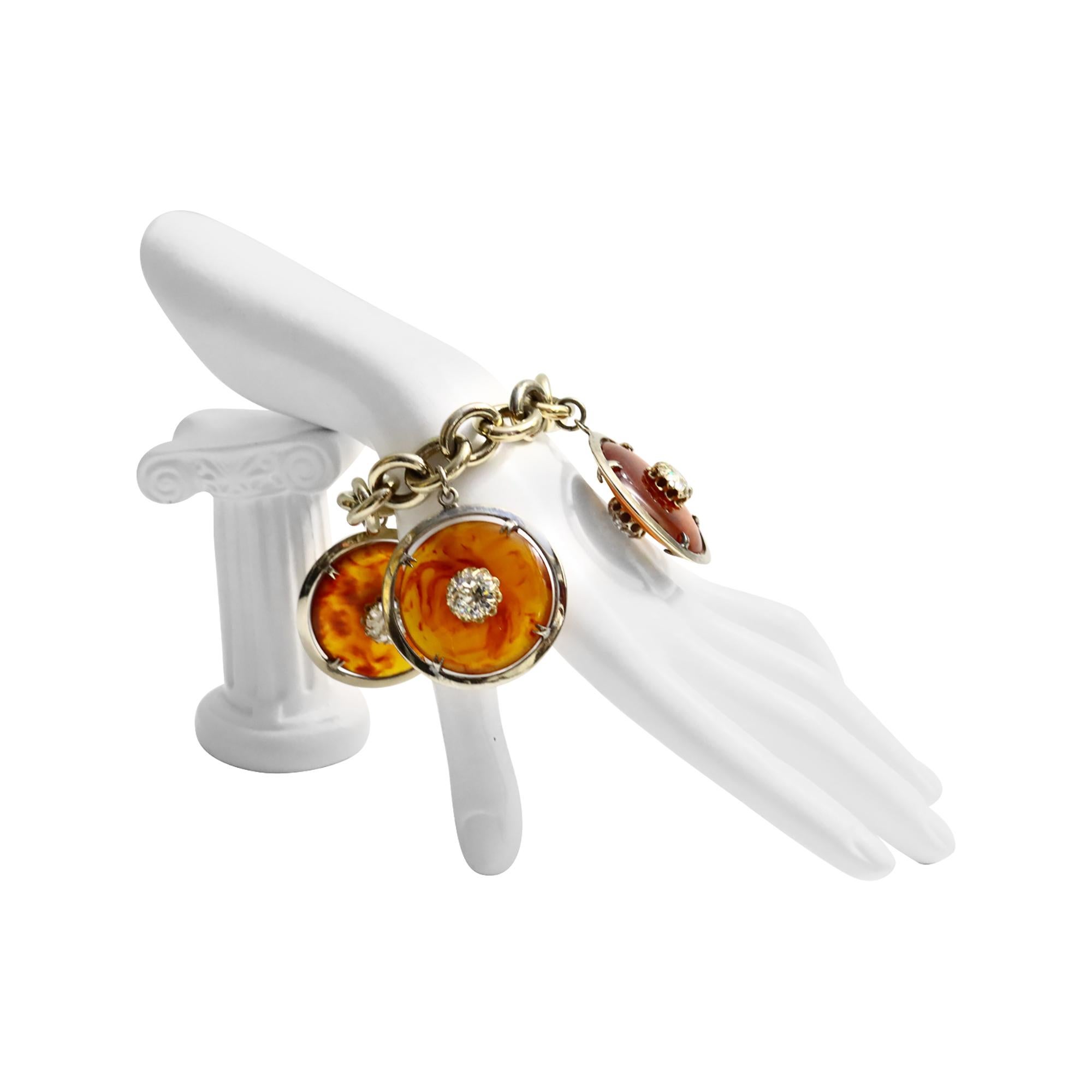 Nettie Rosenstein: Vintage  Mixed Dangling Schildpatt-Armband ca. 1960er Jahre (Moderne) im Angebot