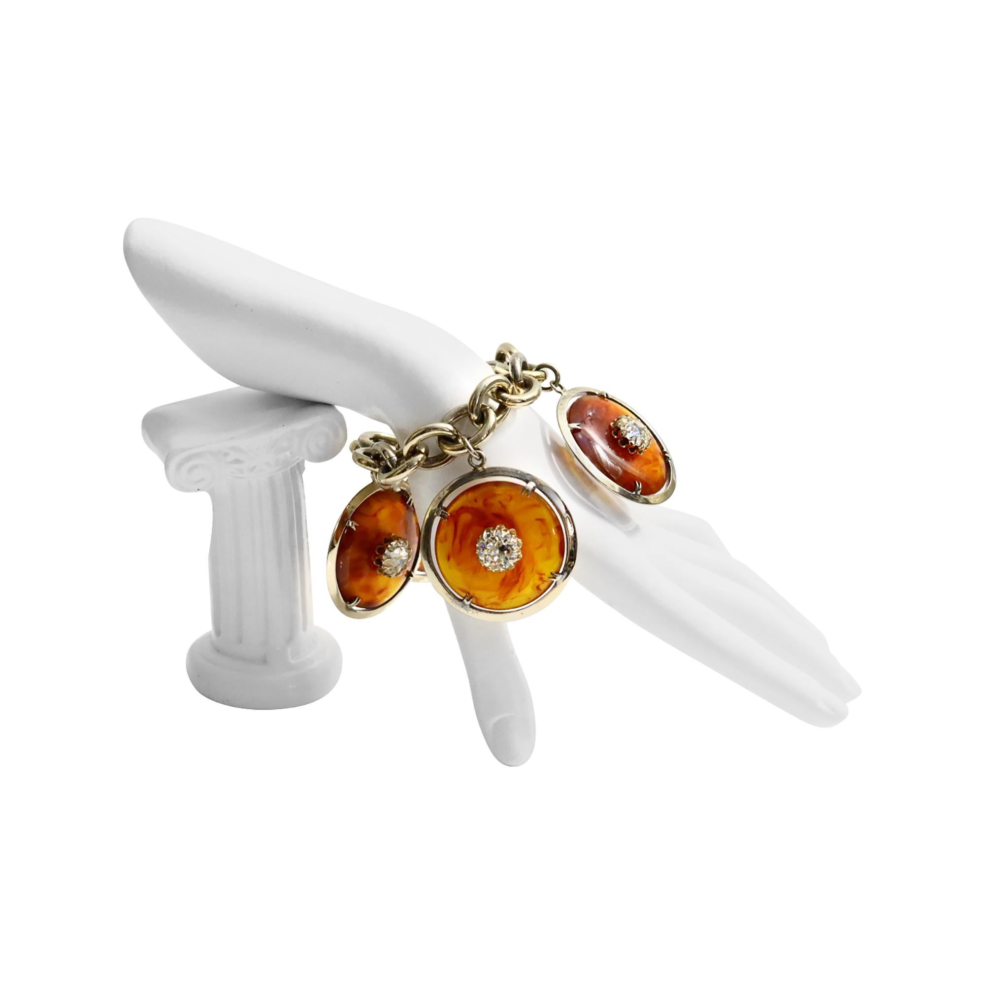 Nettie Rosenstein: Vintage  Mixed Dangling Schildpatt-Armband ca. 1960er Jahre für Damen oder Herren im Angebot