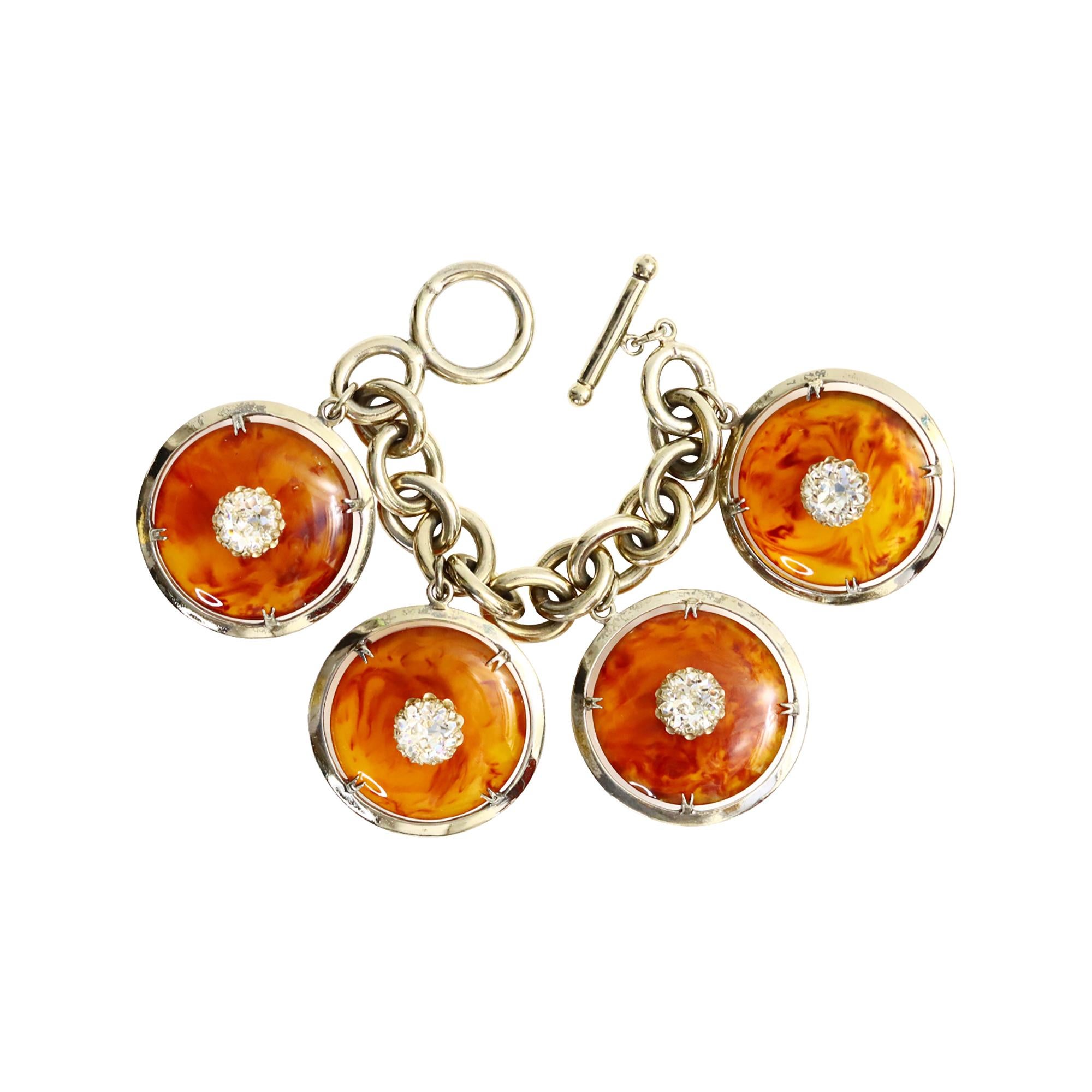 Nettie Rosenstein: Vintage  Mixed Dangling Schildpatt-Armband ca. 1960er Jahre im Angebot 3