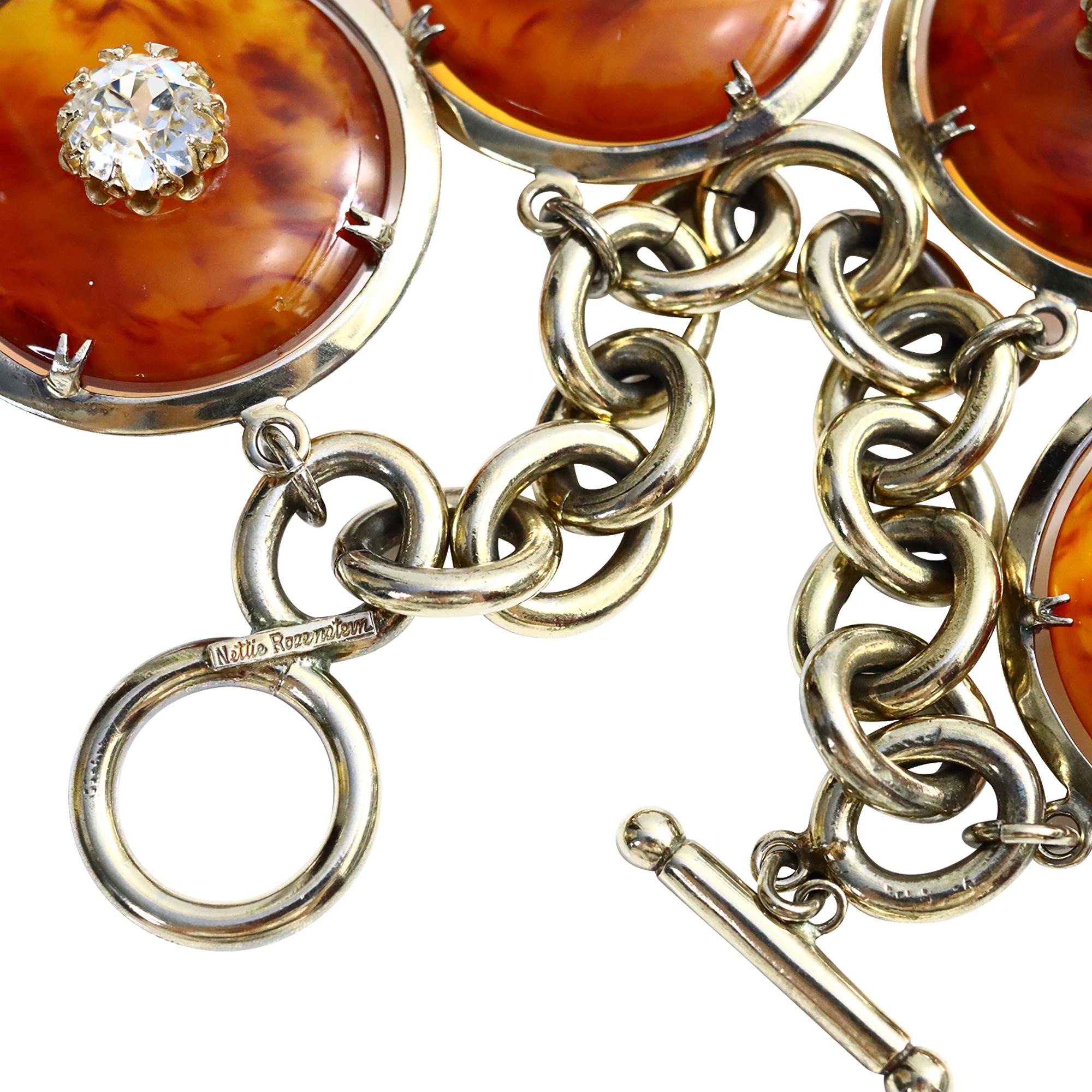 Nettie Rosenstein: Vintage  Mixed Dangling Schildpatt-Armband ca. 1960er Jahre im Angebot 4