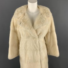 Vintage NEUSTETERS Size M Cream Mink Collared Hook Eye Closure Fur Coat