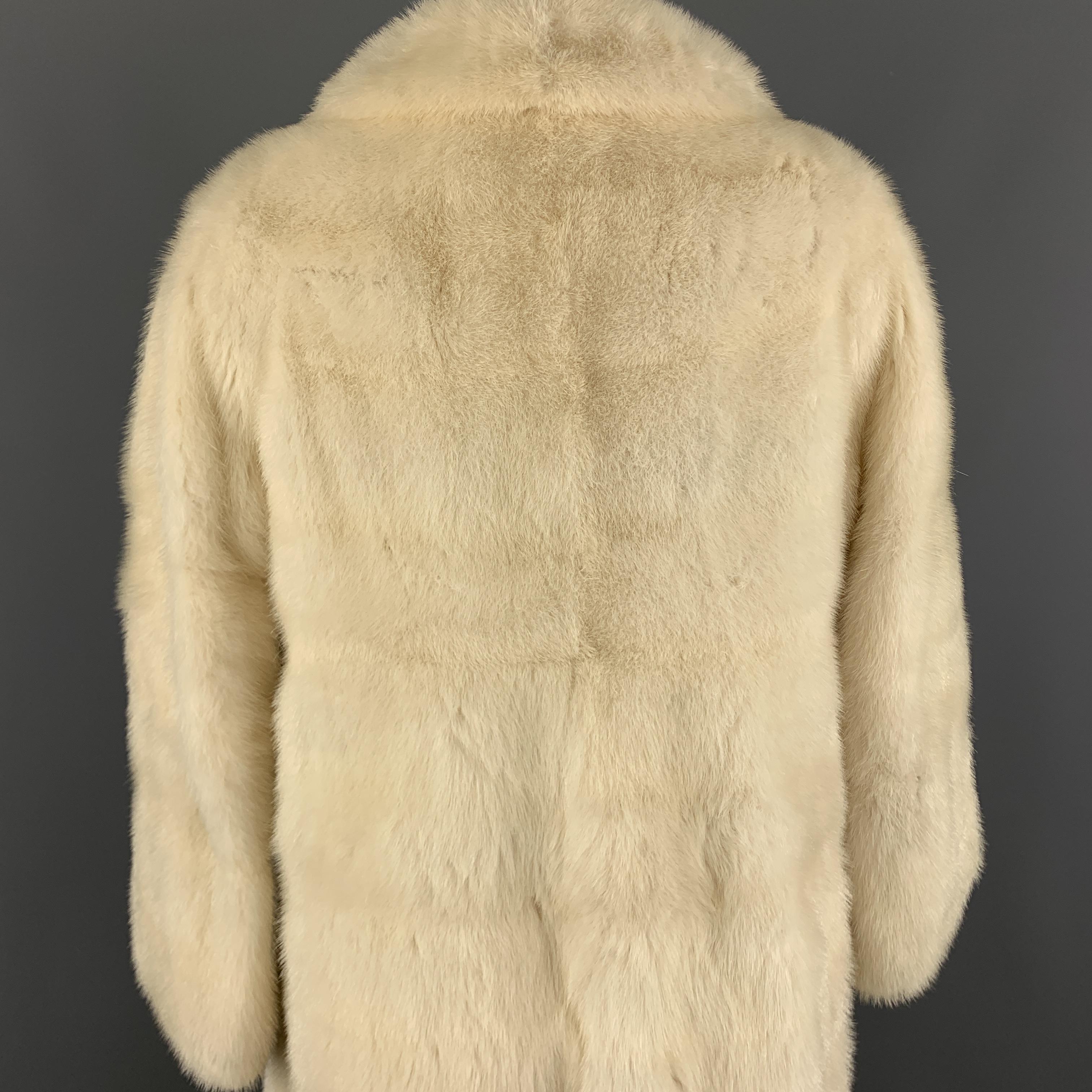 Vintage NEUSTETERS Size M Cream Mink Collared Hook Eye Closure Fur Coat 2