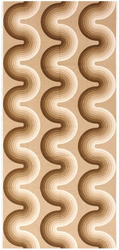 Vintage Neutral Brown und Tan Farbe Kurve Verner Panton Textil 4'1" x 8'8"