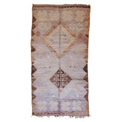Vintage Neutre Marocain Boujaad Grand Tapis de Course
