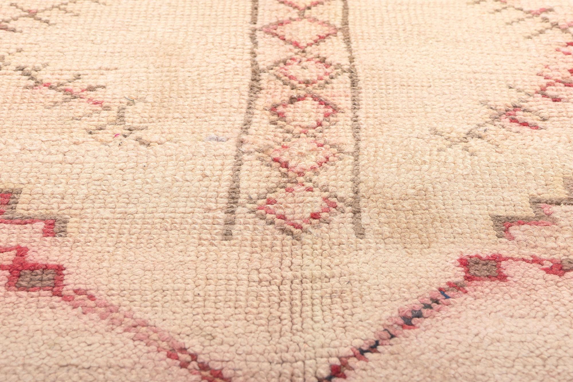 Vintage Neutral Moroccan Rug, Nomadic Charm Meets Global Chic In Good Condition For Sale In Dallas, TX