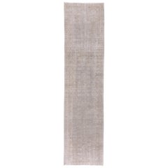 Vintage Neutral Oushak Runner, Oyster & Grey Tones