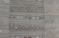 Vintage Neutral Paneled Kilim Flat-Weave in Neutral Muted Tones
