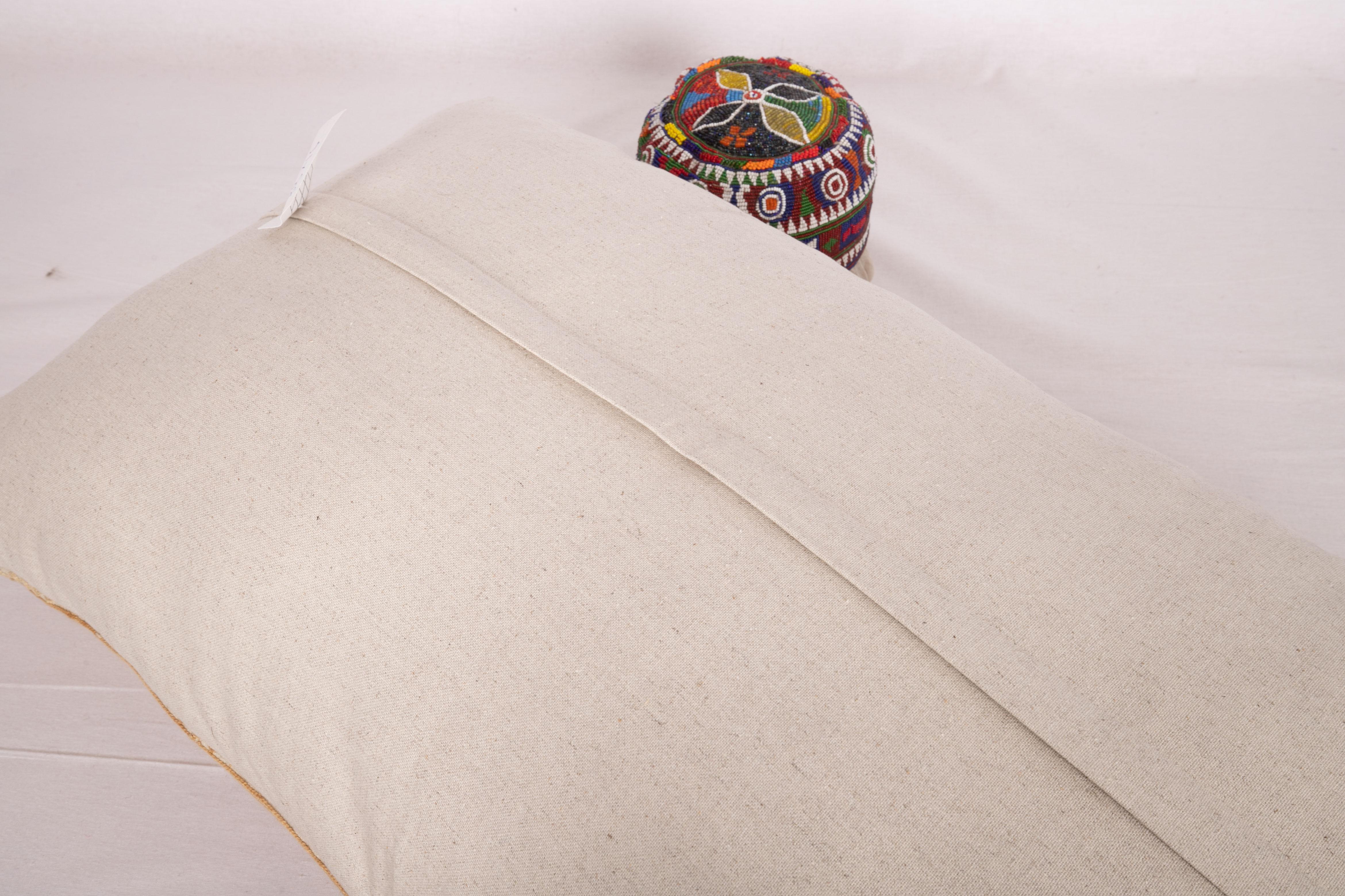 Vintage Neutral Suzani Pillow Fashioned from a Mid-20th Century Samarkand Suzani 1