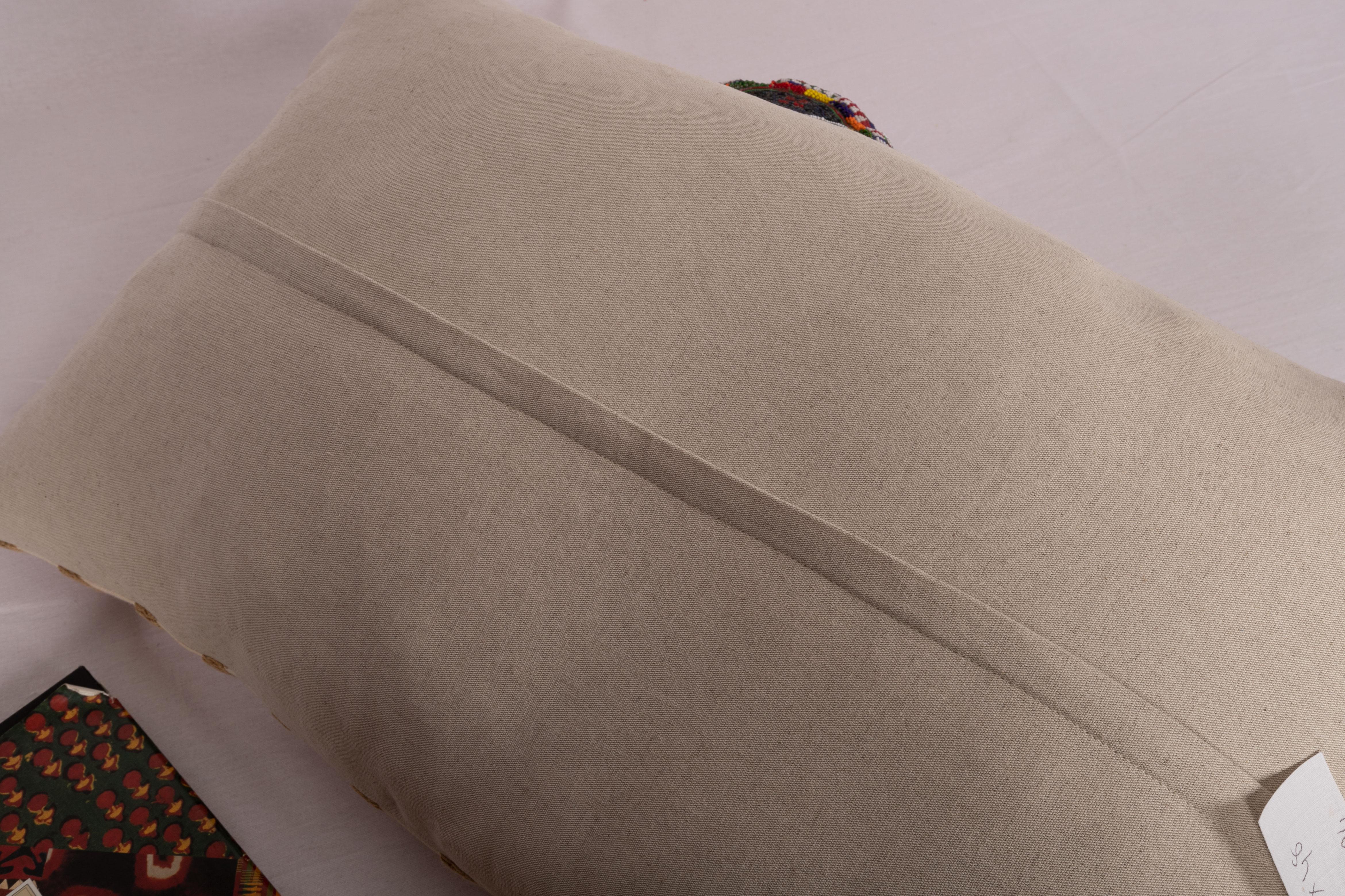 Cotton Vintage Neutral Suzani Pillow Fashioned from a Mid-20th Century Samarkand Suzani