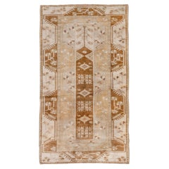 Vintage Neutral Turkish Oushak Rug, Brown Tones, circa 1950s