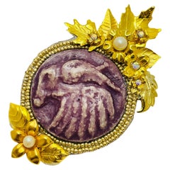Broche de diseño vintage NEVA BURBA firmado artesanalmente en tono dorado