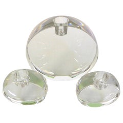 Vintage Never Used Set Val St Lambert Crystal BEAULIEU Candleholders Belgium 70s