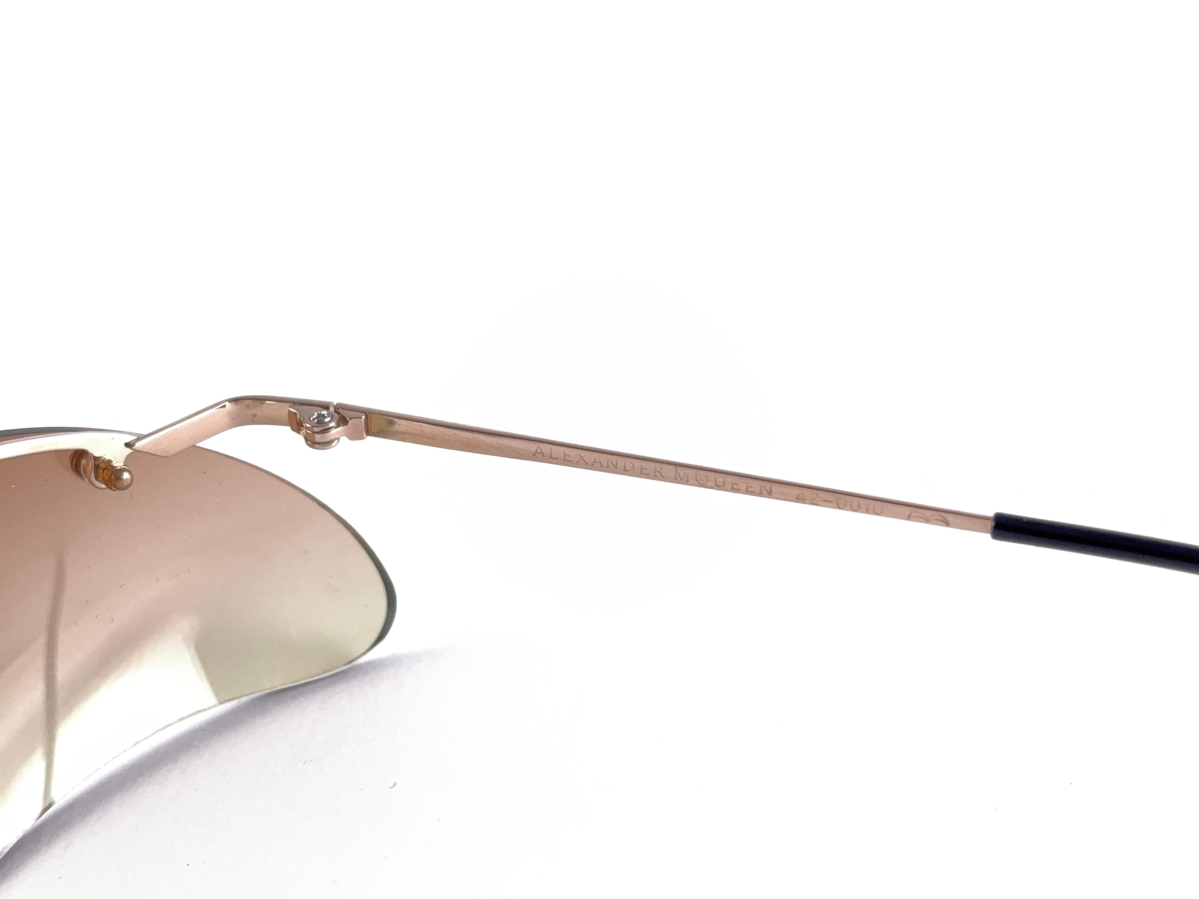 Women's Vintage New Alexander McQueen Titanium Rimless Made in Japan Sunglasses For Sale