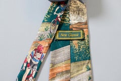 Vintage New Classic silk tie with cyclists