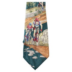 Vintage New Classic silk tie with cyclists