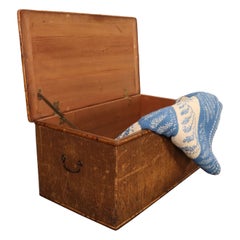 Vintage New England Grasscloth Wrapped Cedar and Bamboo Trunk / Blanket Chest