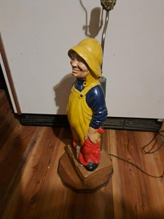 Vintage New England Lobsterman Figural Lamp