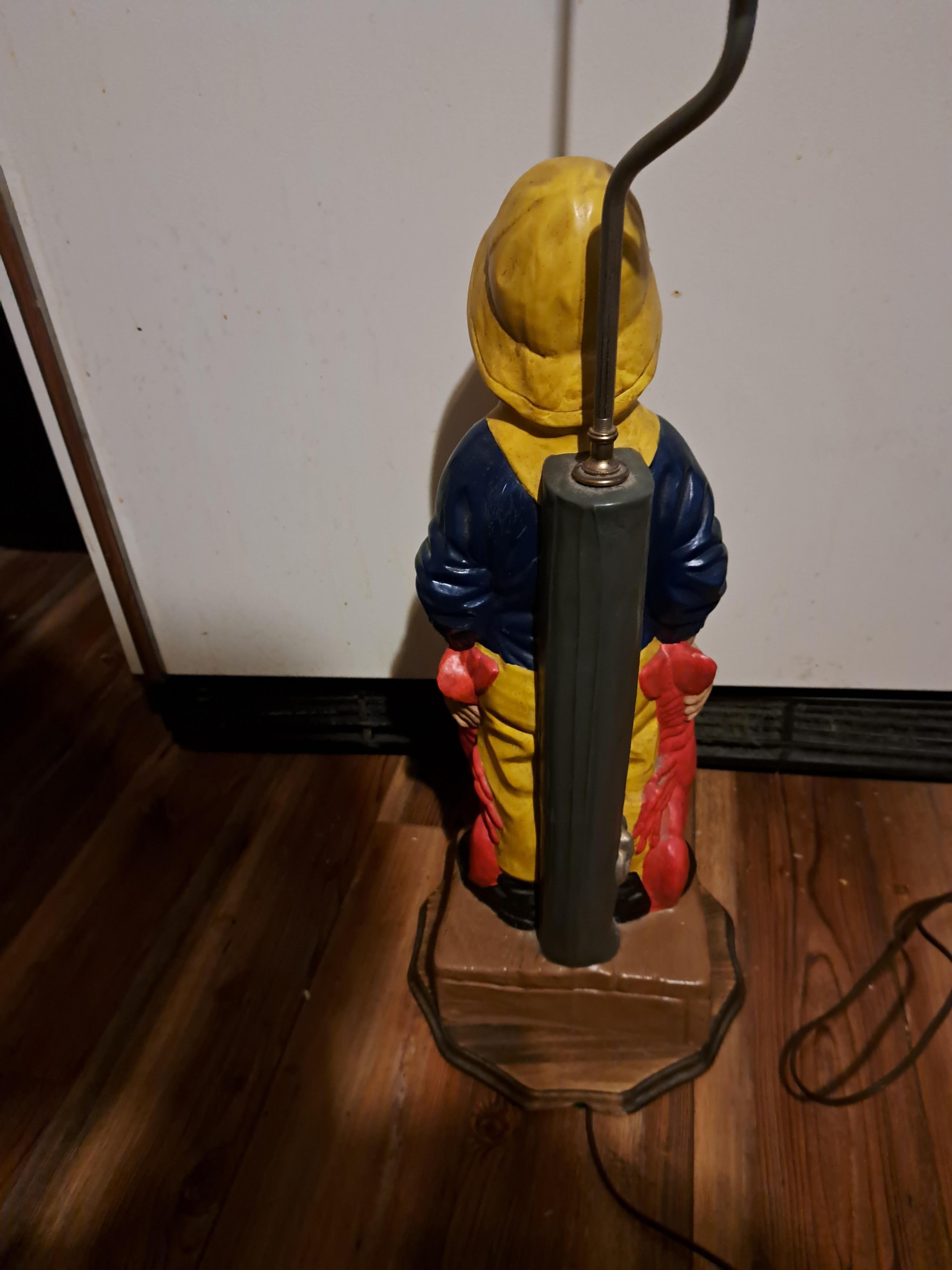 American Vintage New England Lobsterman Figural Lamp For Sale