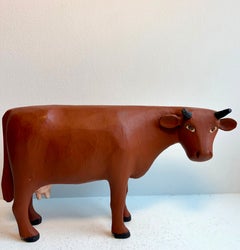 Vintage "New England Style" Folk Art Cow Figure Sculpture, signed, 1986