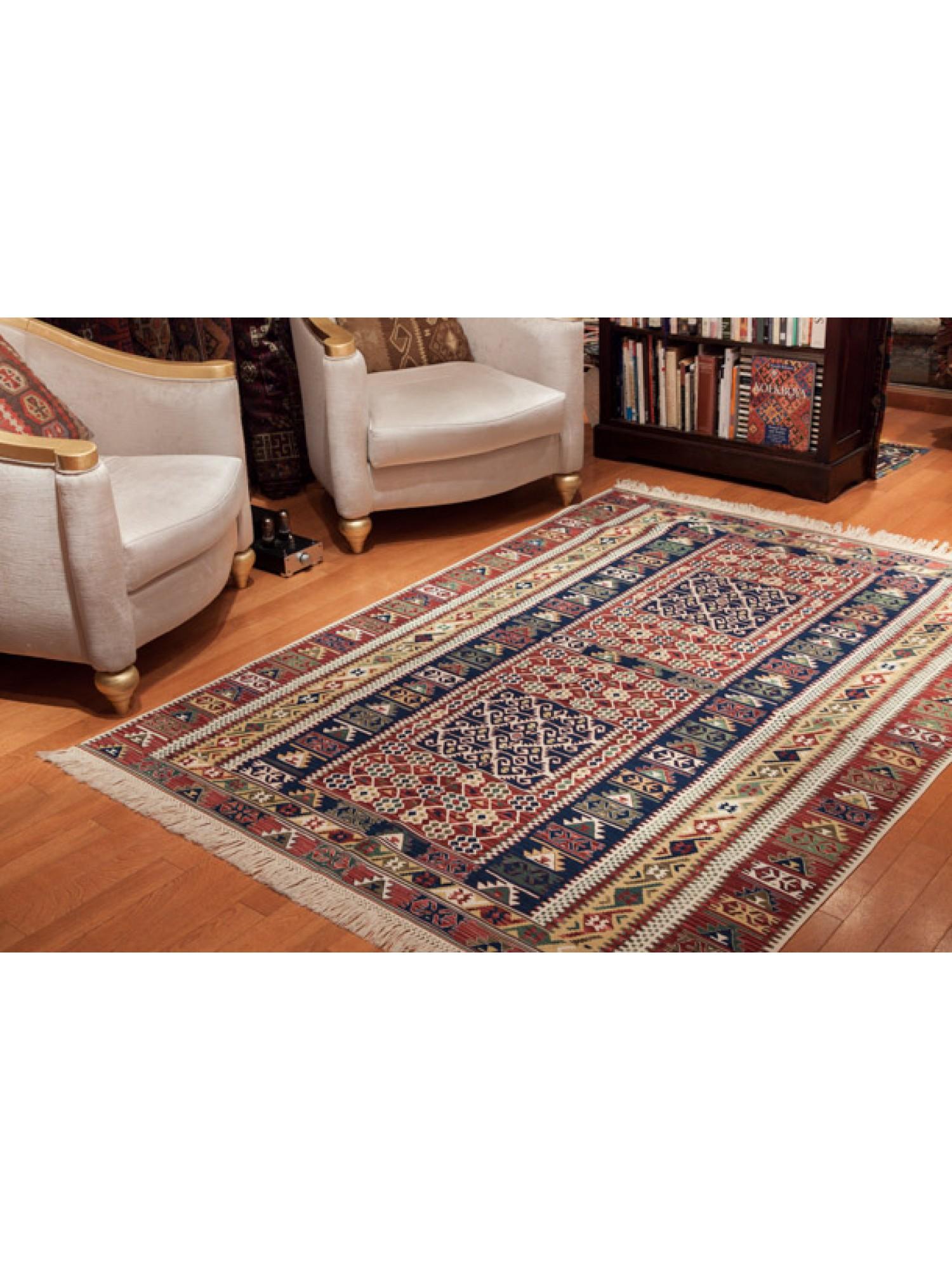 This is a newly woven Manisa Kilim from Western Turkey with a rare and beautiful color composition.

We have been dealing with kilims in Turkey for many years, and the new kilims we deal with are made using traditional methods, with natural plant