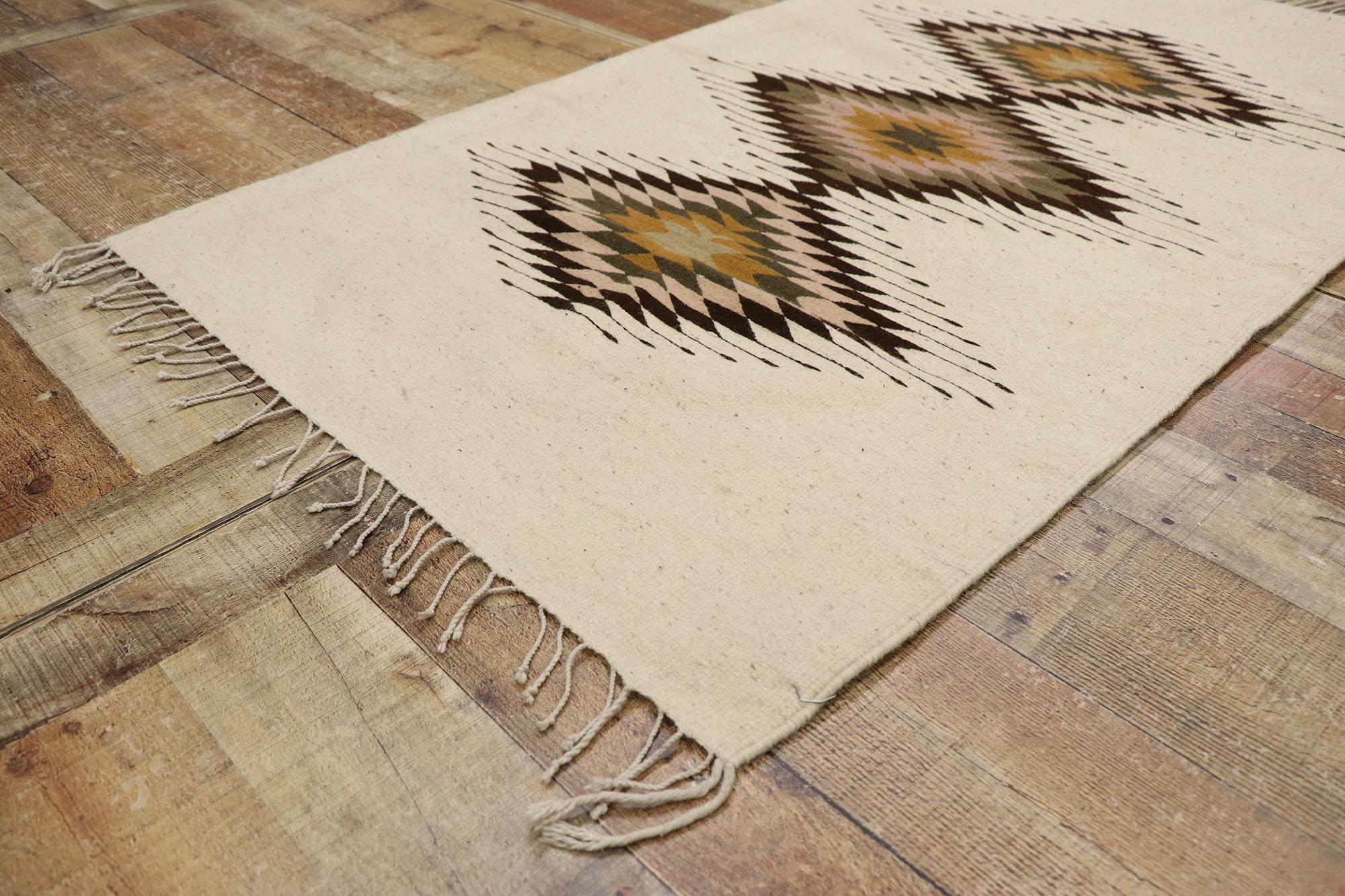 Hand-Woven Vintage New Mexico Kilim Rug with Navajo Two Grey Hills Style