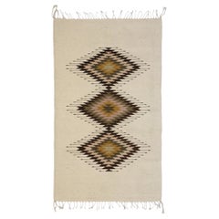 Vintage New Mexico Kilim Rug with Navajo Two Grey Hills Style