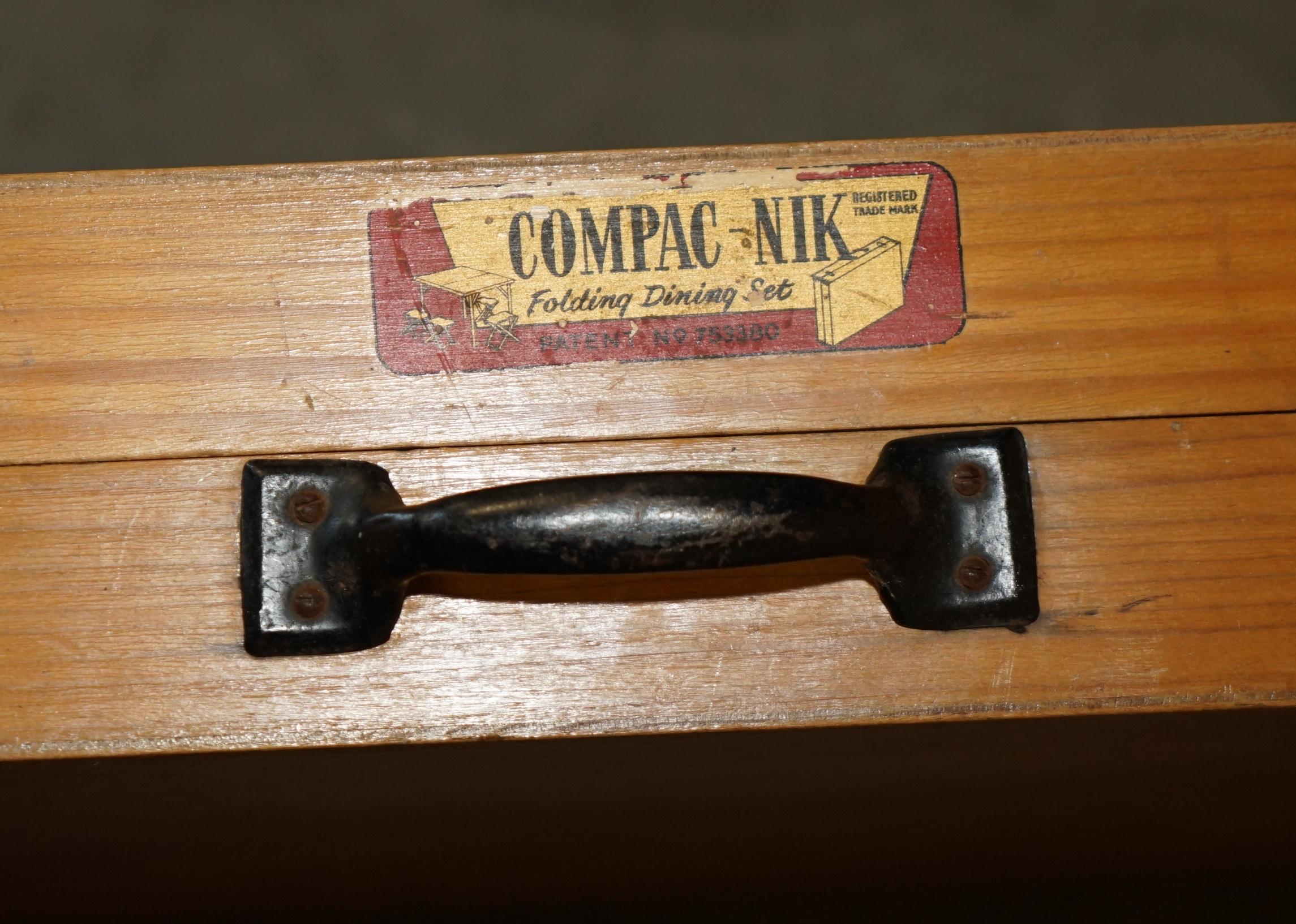 English ViNTAGE NEW OLD STOCK COMPAC UK FOLDING CAMPING PICNIC TABLE & FOUR STOOLS For Sale