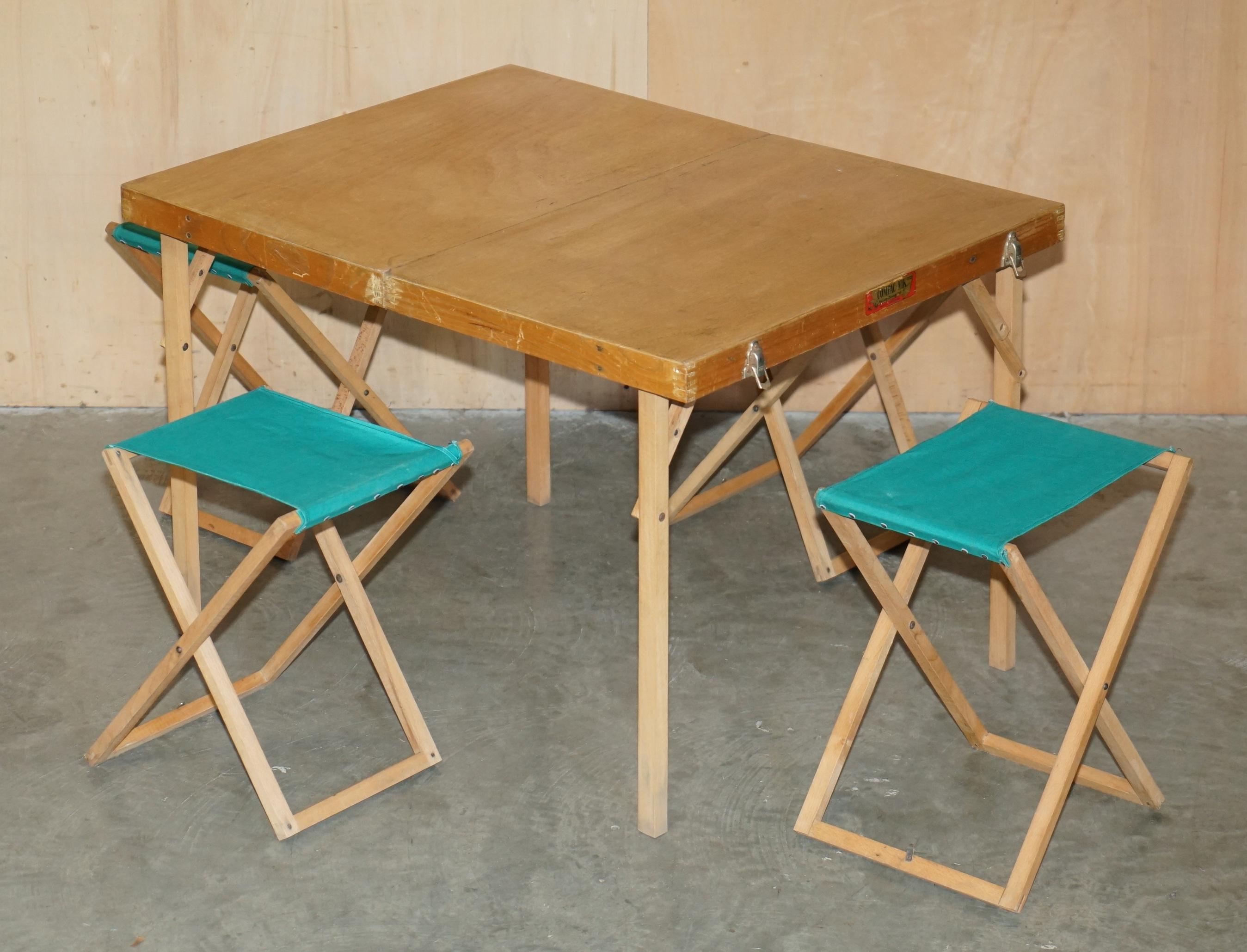 ViNTAGE NEW OLD STOCK COMPAC UK FOLDING CAMPING PICNIC TABLE & FOUR STOOLS For Sale 1