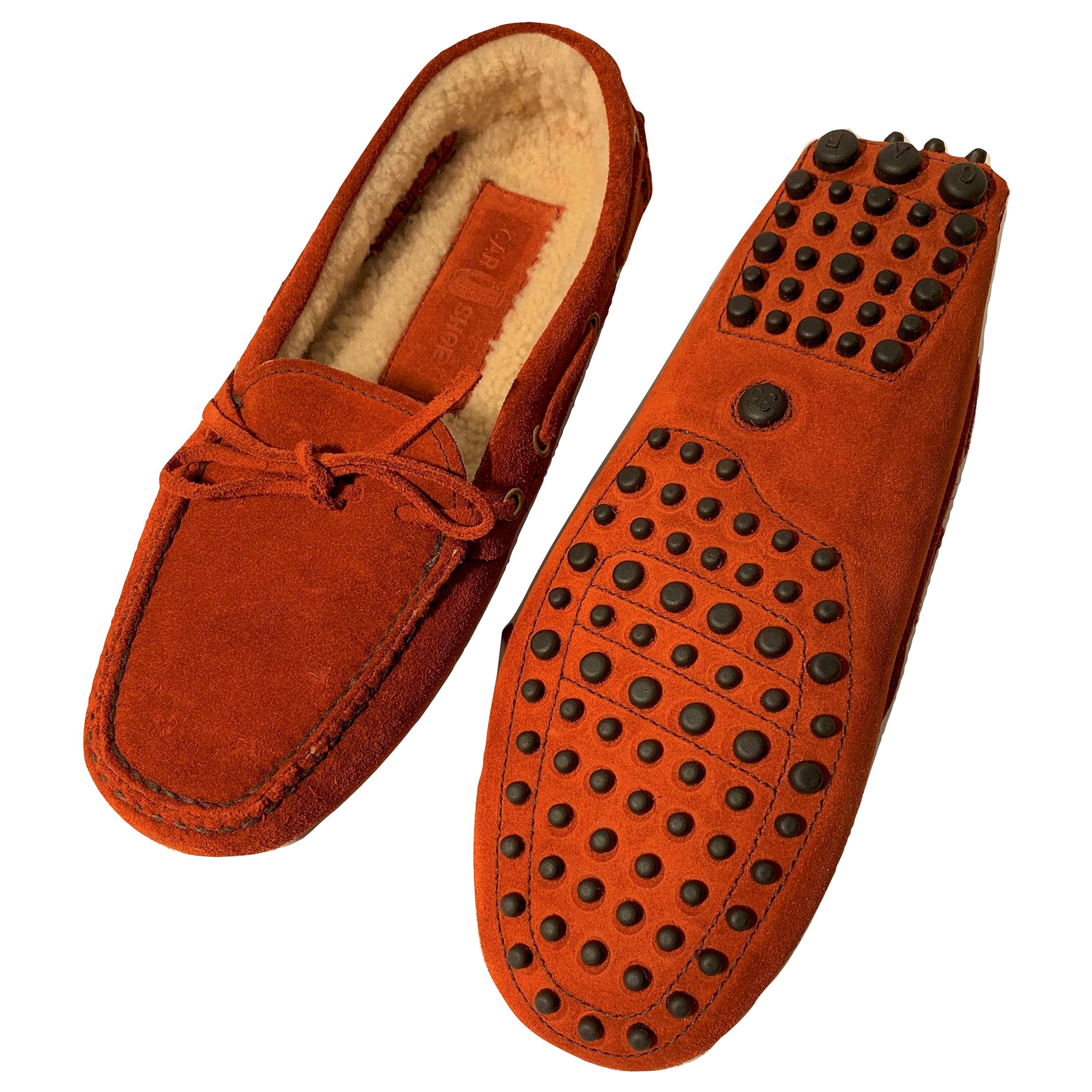 Vintage New The Original Prada Car Shoe Flat Moccasin Shearling Driving  Sz 36