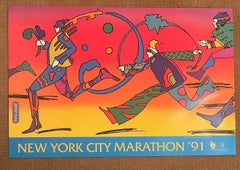 Vintage "New York City Marathon" Poster by Peter Max, 1991