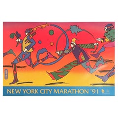 Vintage "New York City Marathon" Poster by Peter Max, 1991
