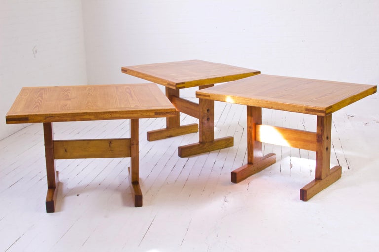 Vintage New York City Municipal Trestle Tables in Pine, 1970s--three Available.  For Sale 3