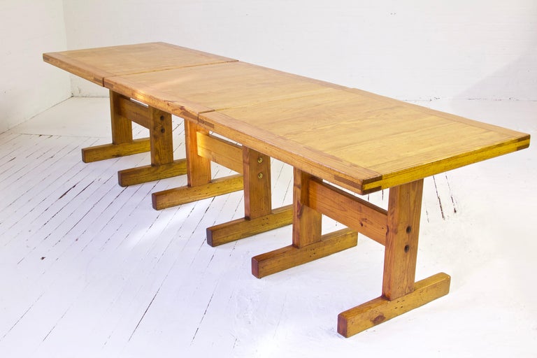 Woodwork Vintage New York City Municipal Trestle Tables in Pine, 1970s--three Available.  For Sale