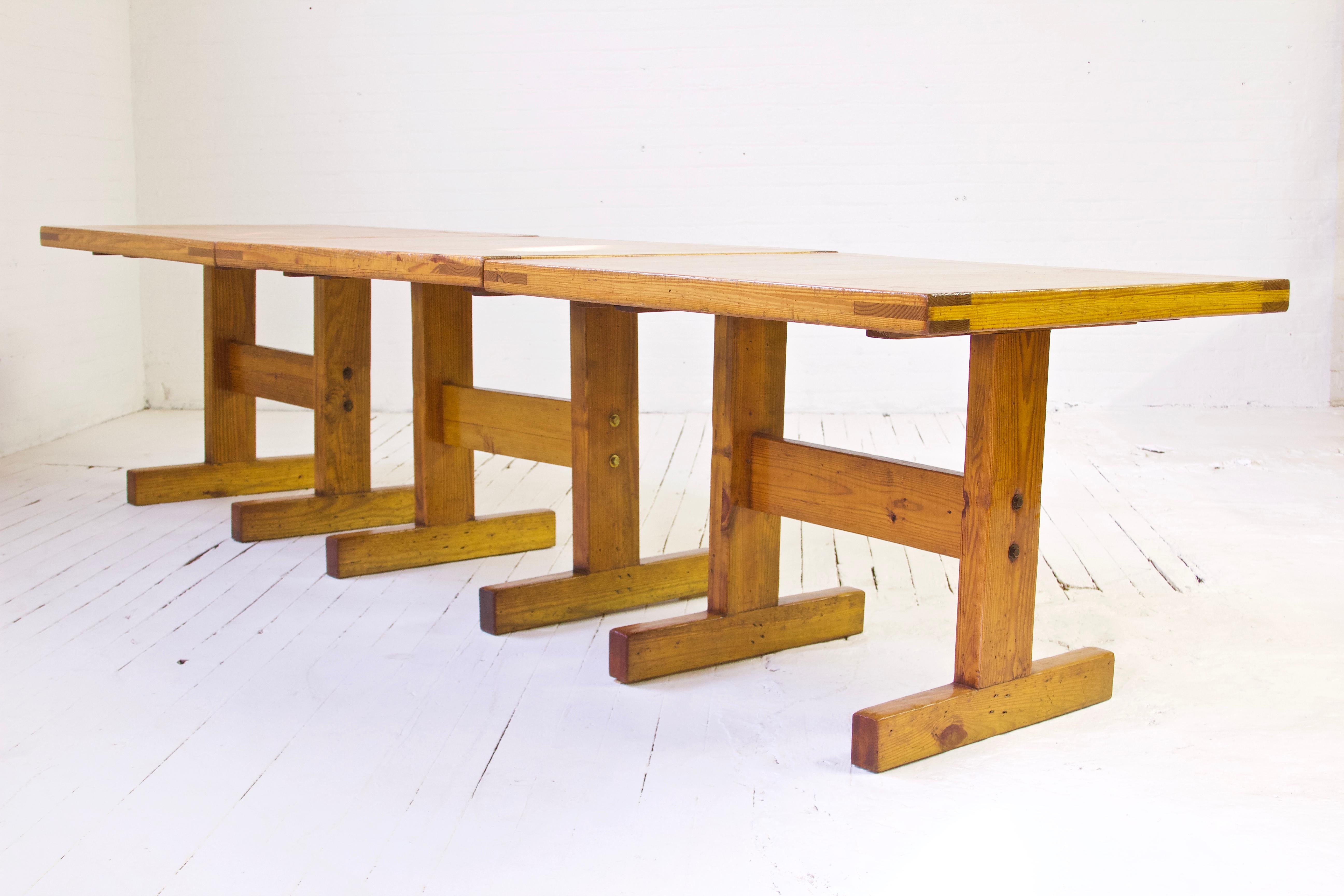 Industrial Vintage New York City Municipal Trestle Tables in Pine, 1970s--three Available. 
