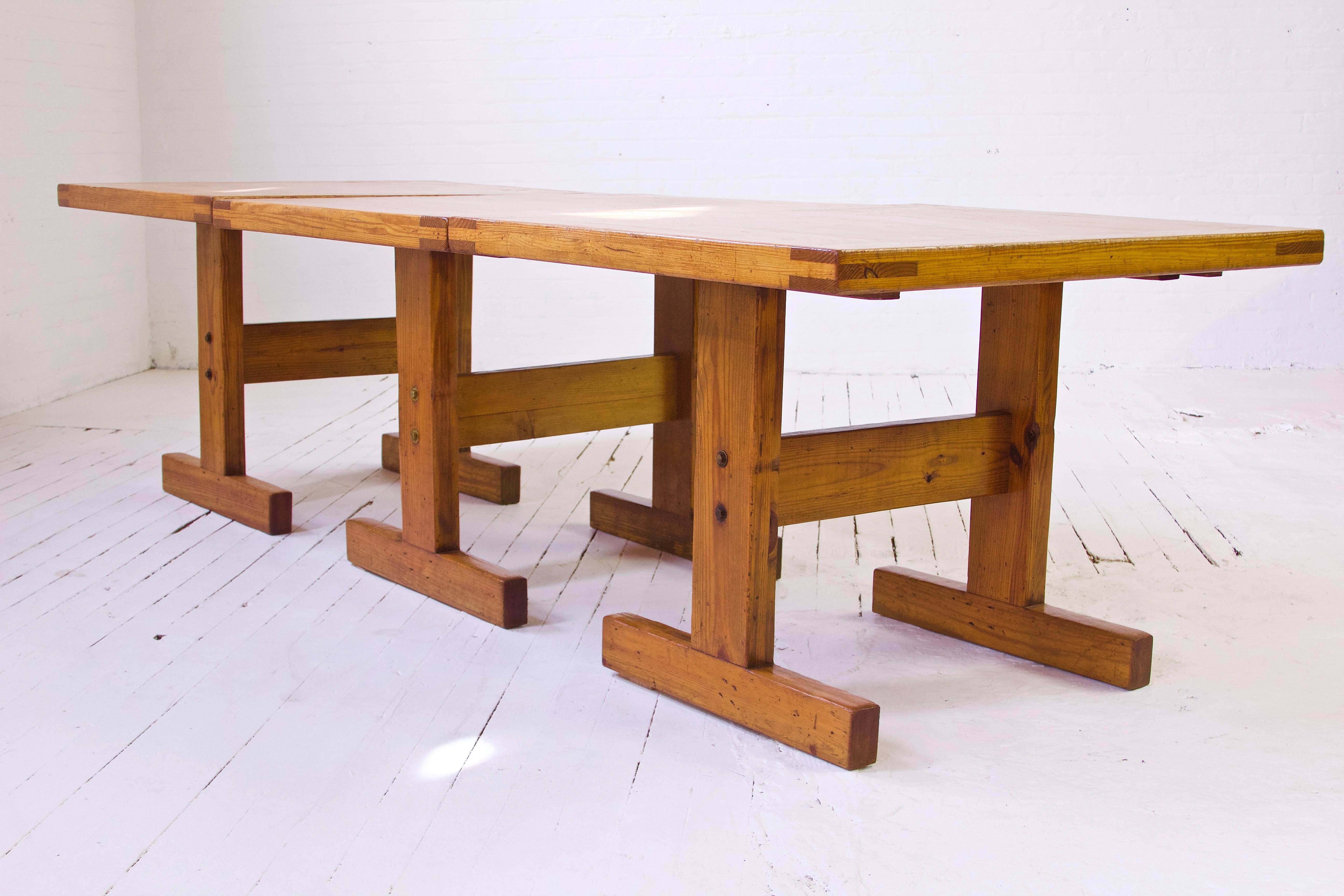 Woodwork Vintage New York City Municipal Trestle Tables in Pine, 1970s--three Available. 